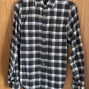 Men’s J. Crew Gray and White Plaid Button-Down Flannel Slim Fit Shirt